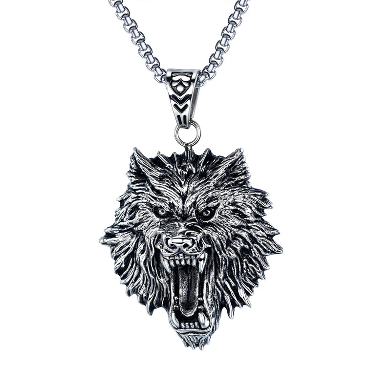 Ferocious Wolf Titanium Steel Necklace