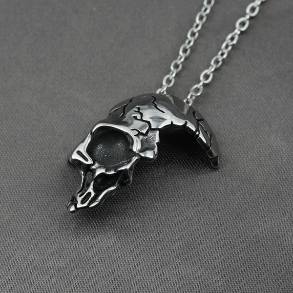 Broken Skull Titanium Steel Necklace