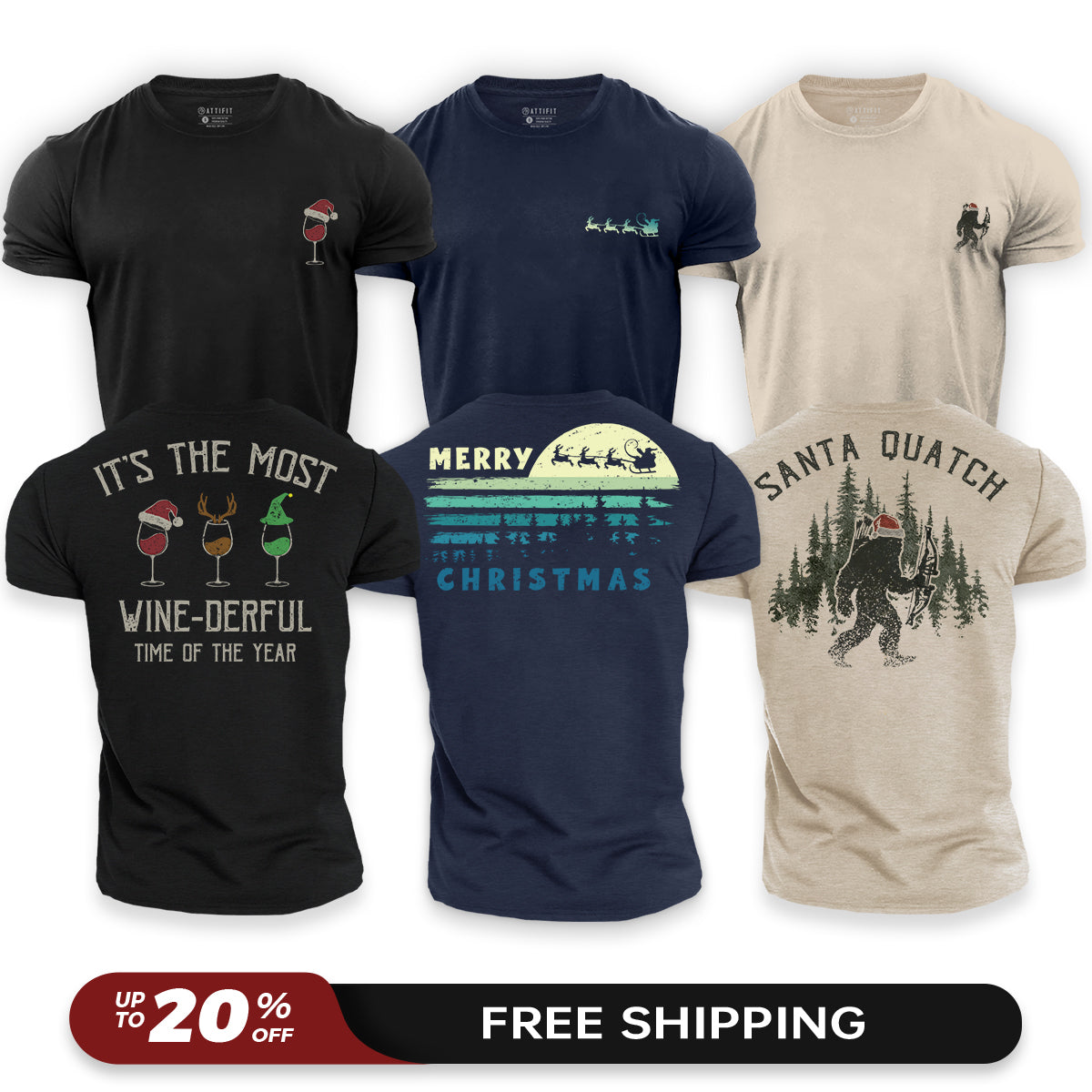 Merry Christmas 3-Pack - Cotton T-Shirts