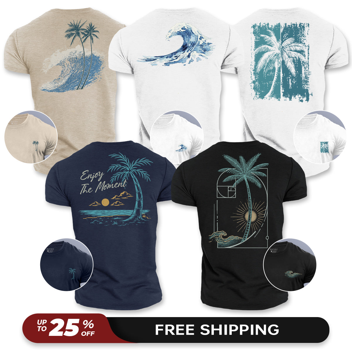 Coastal Drift 5-Pack - Cotton T-Shirts