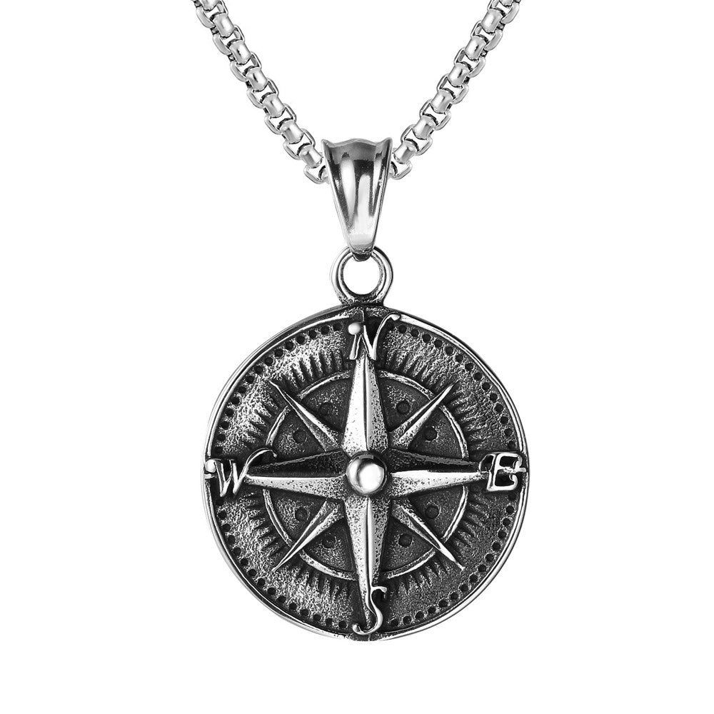 Compass Titanium Steel Necklace