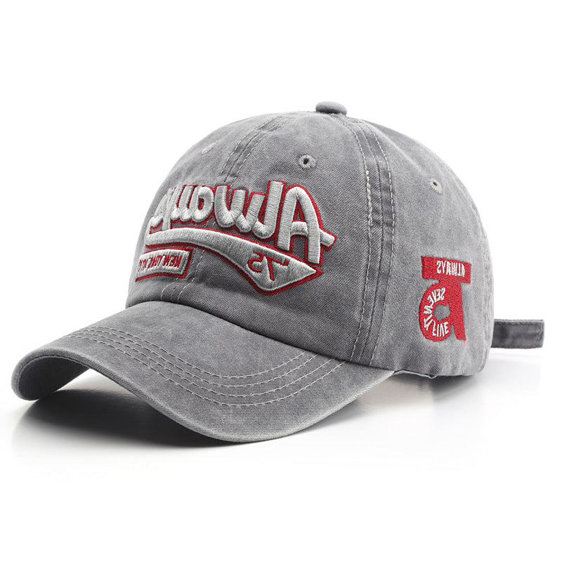 Washed Distressed Letter Embroidered Baseball Cap