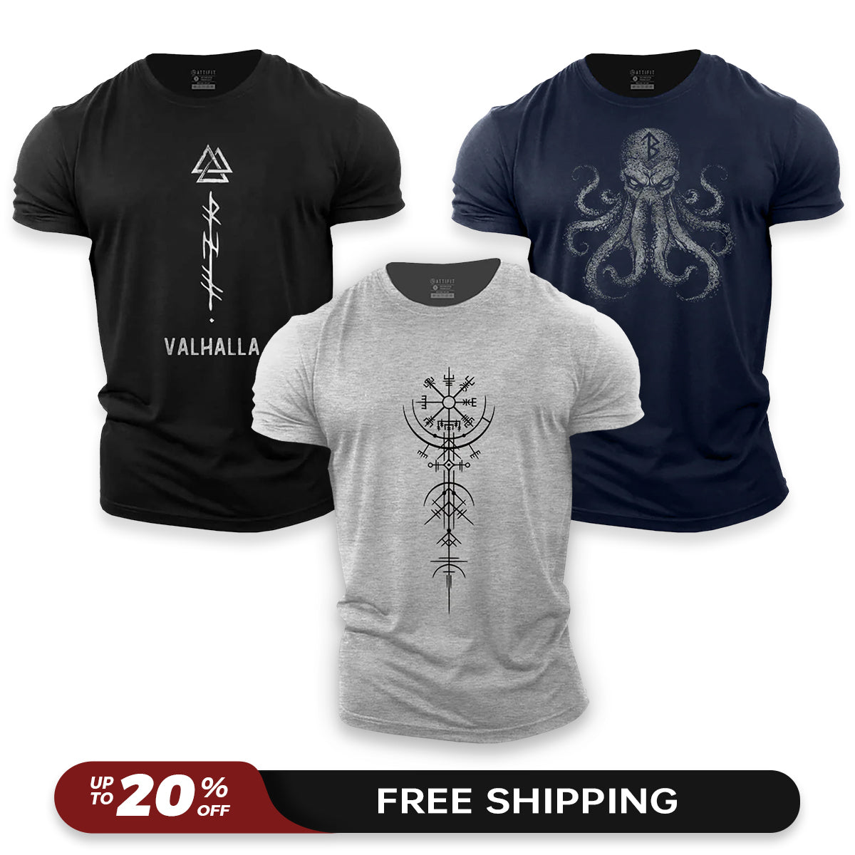 Valhalla Spirit 3-Pack - Cotton T-Shirts