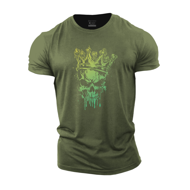 Vibrant King Skull Cotton T-shirts