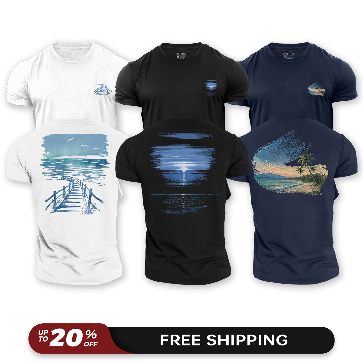 Coastal Horizons 3-Pack - Cotton T-Shirts