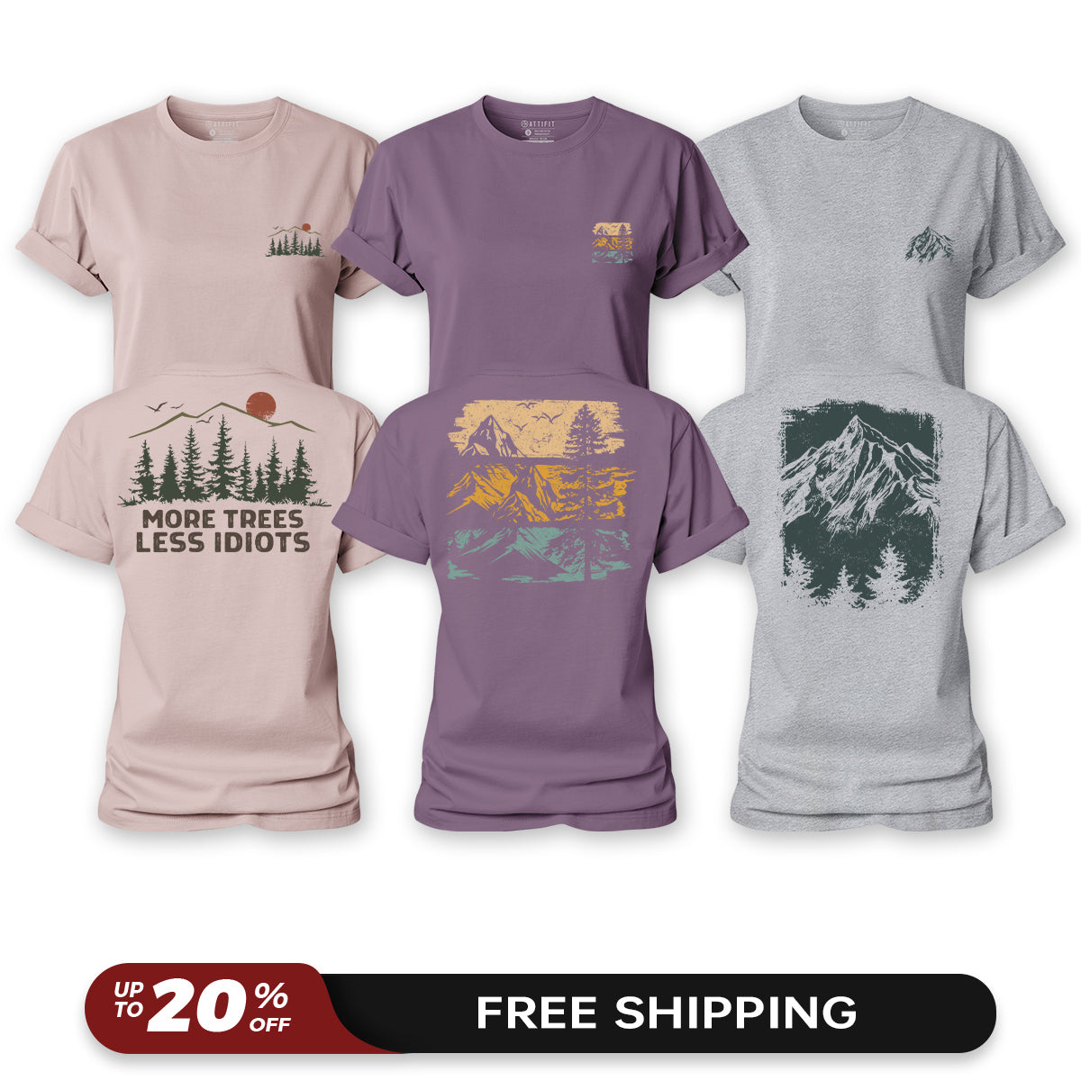 Forest Vibes 3-Pack - Women's Cotton T-Shirts