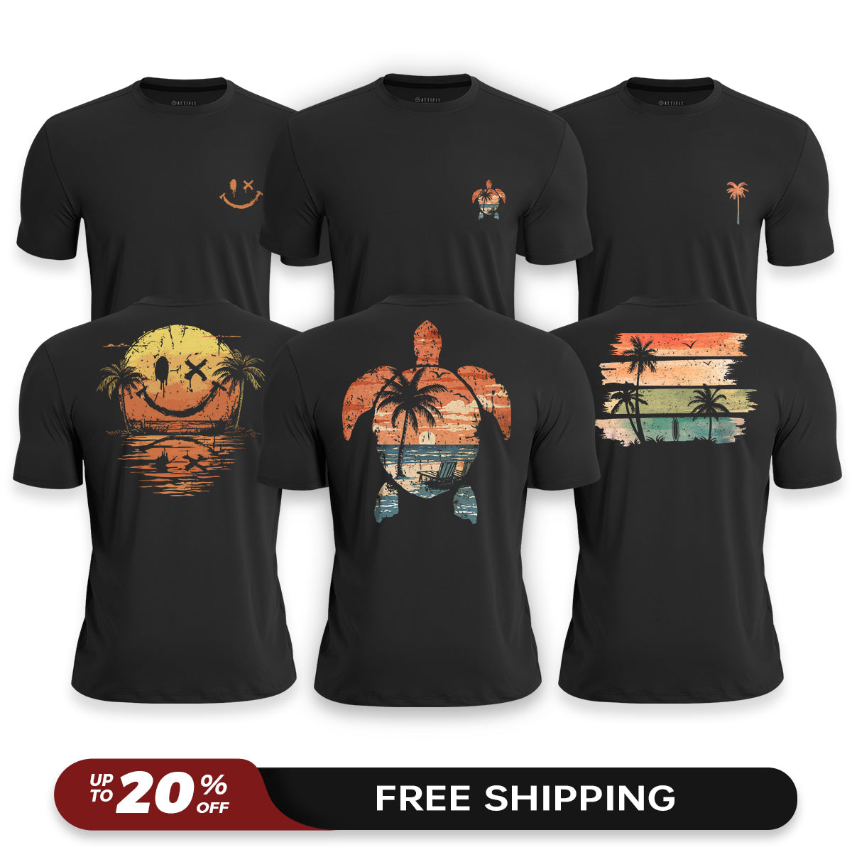 Sunset Vibe 3-Pack - Athletic Quick-Dry T-Shirts