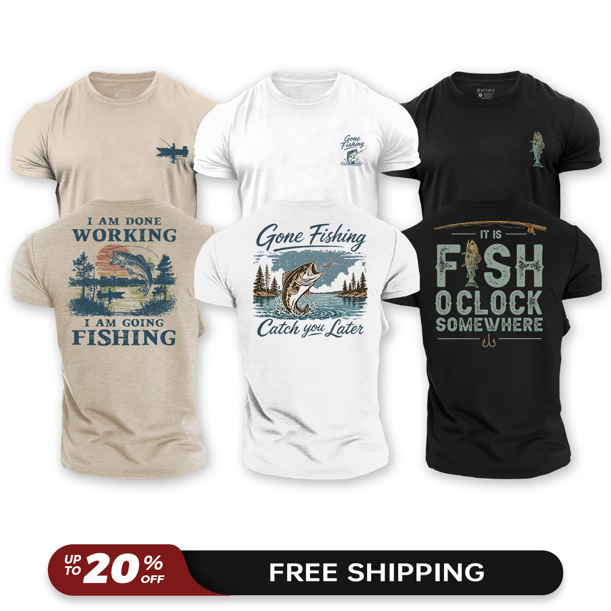Gone Fishing 3-Pack - Cotton T-Shirts