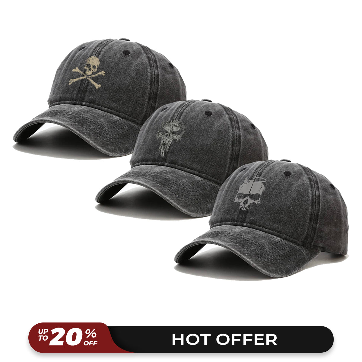 Skull Style 3-Pack - Vintage Caps