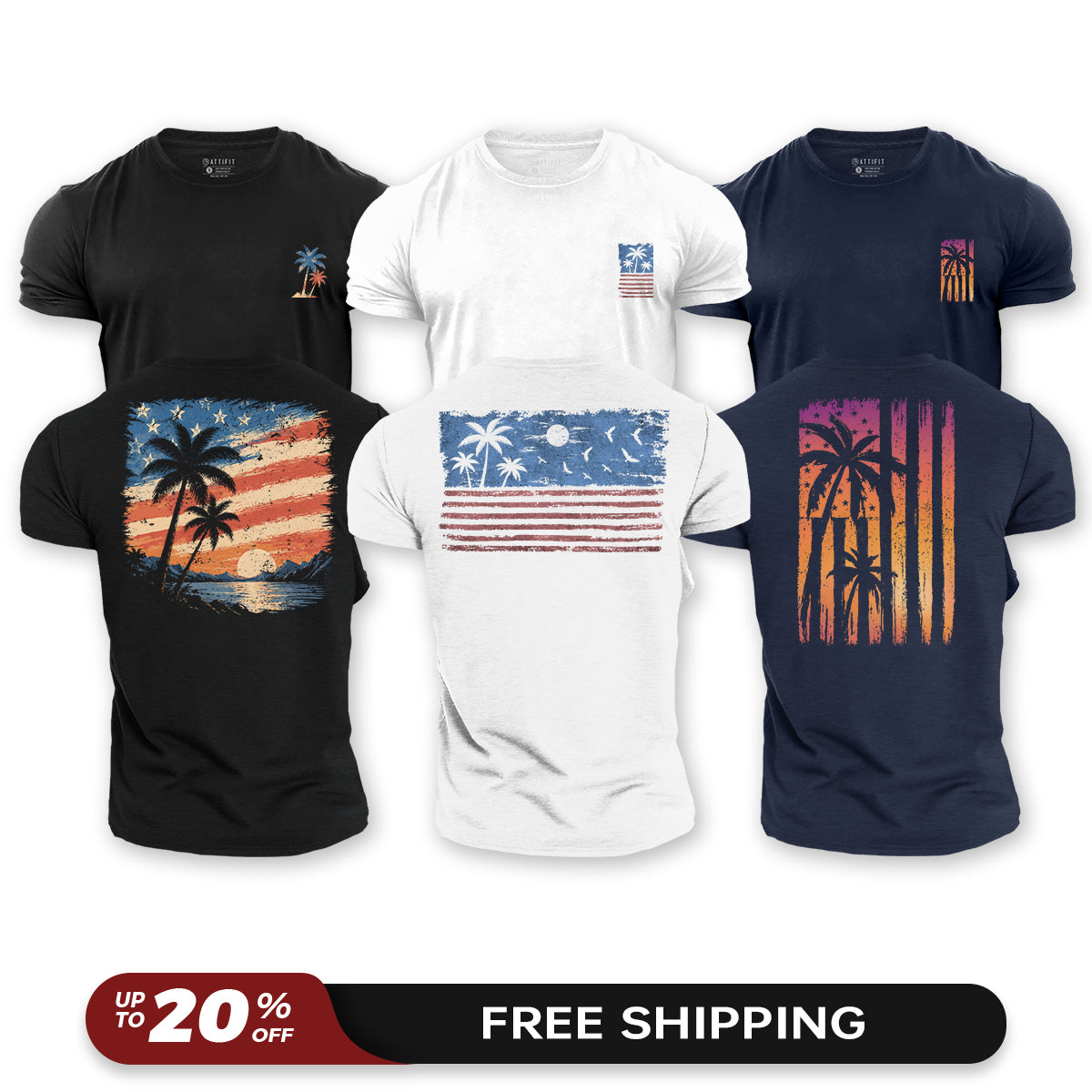 Palm Flag 3-Pack - Cotton T-Shirts
