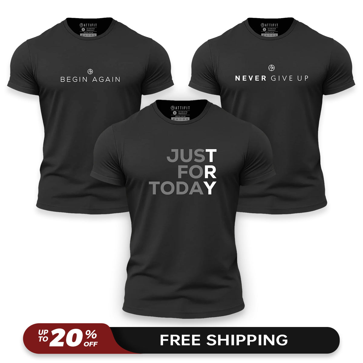 Slogan 3-Pack - Athletic Quick-Dry T-Shirts