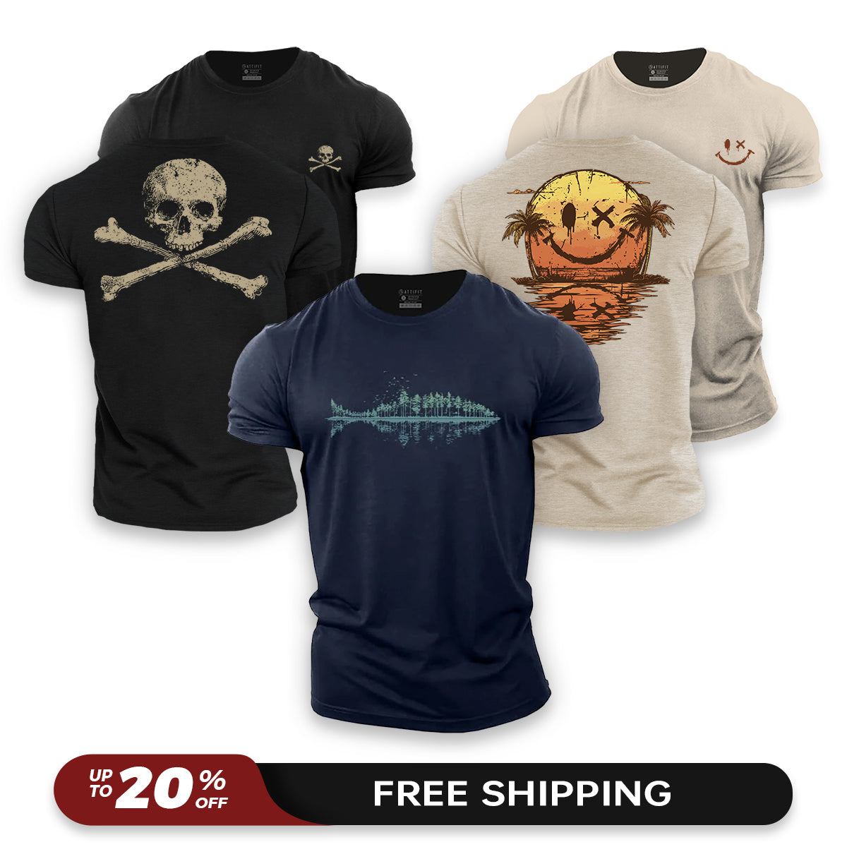 Coastal Rebel 3-Pack - Cotton T-Shirts