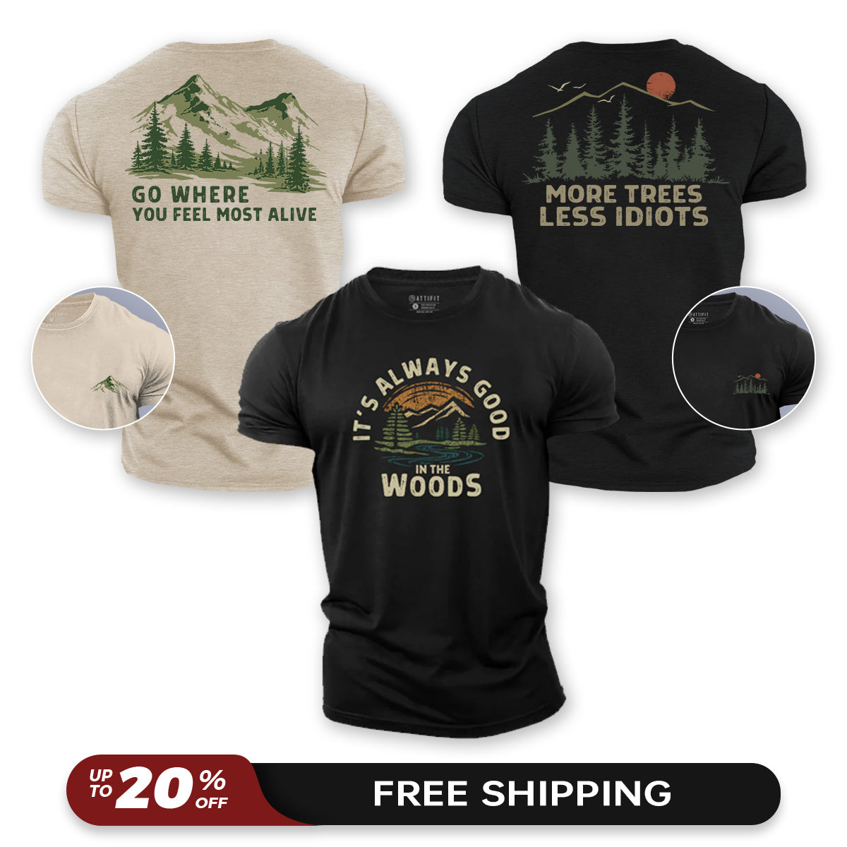 Good In Woods 3-Pack - Cotton T-Shirts