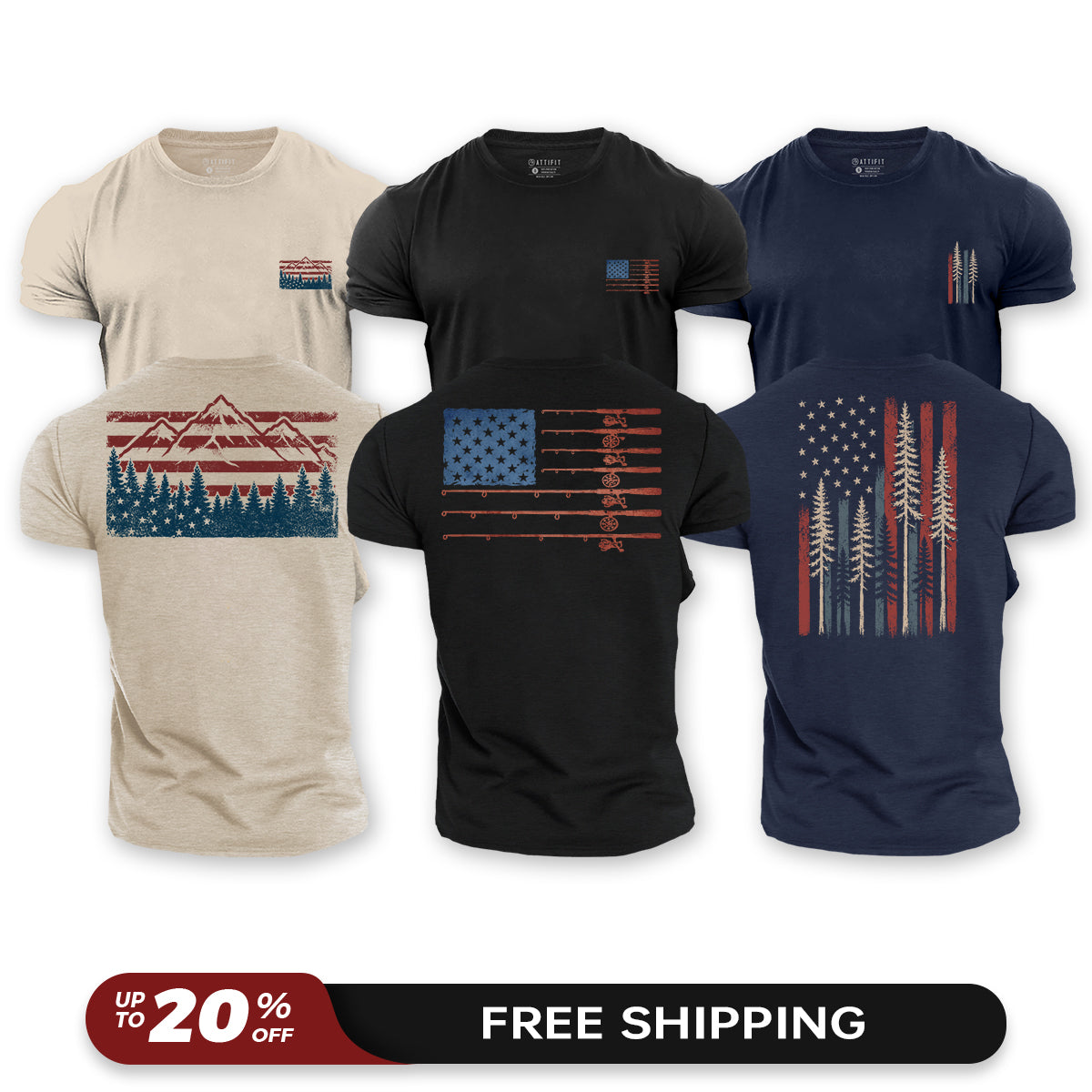 Free Outdoors 3-Pack - Cotton T-Shirts