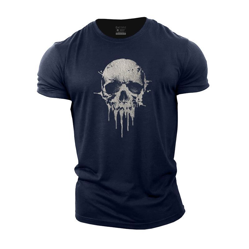 Splash Ink Skull Cotton T-Shirts