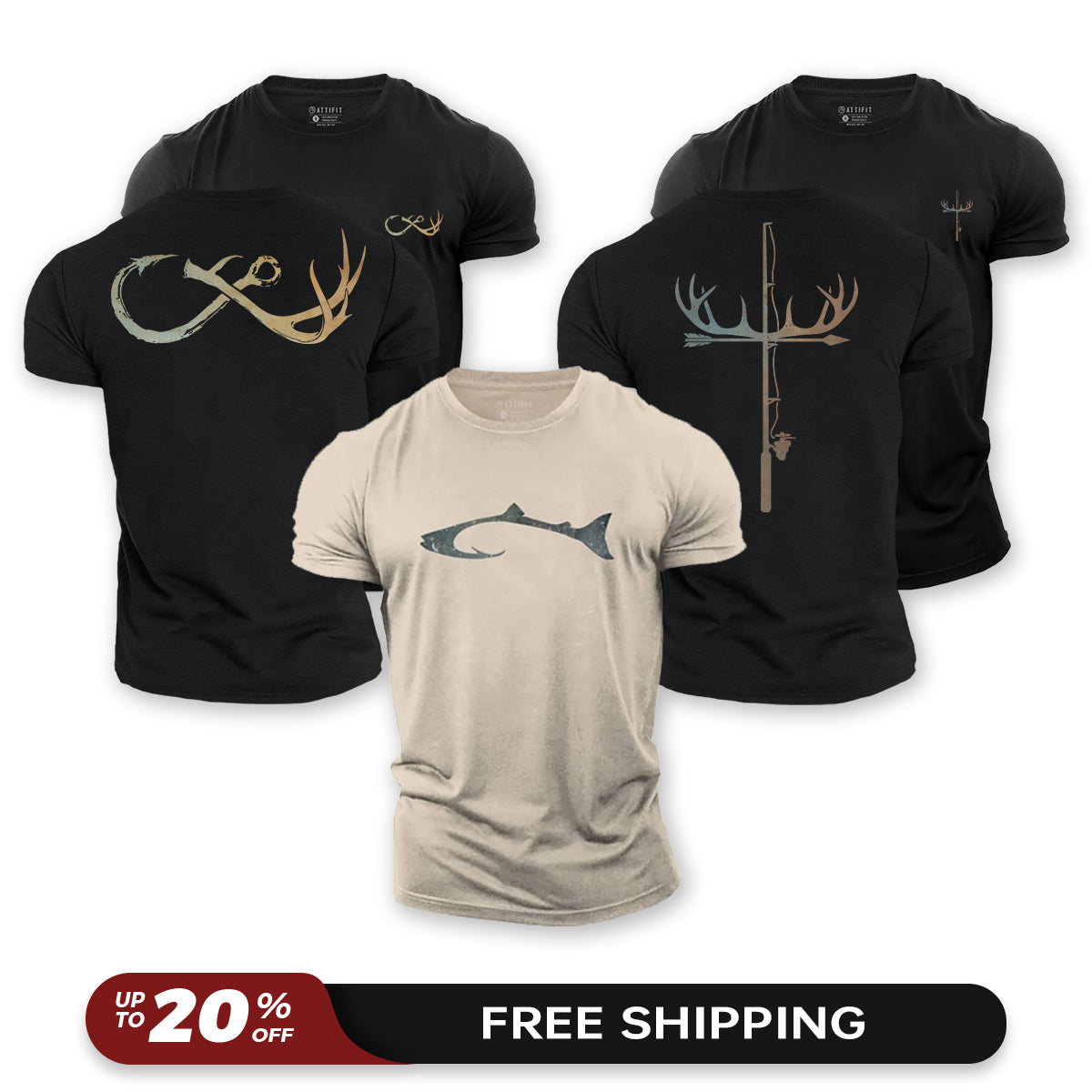 Hunting Fishing 3-Pack - Cotton T-Shirts