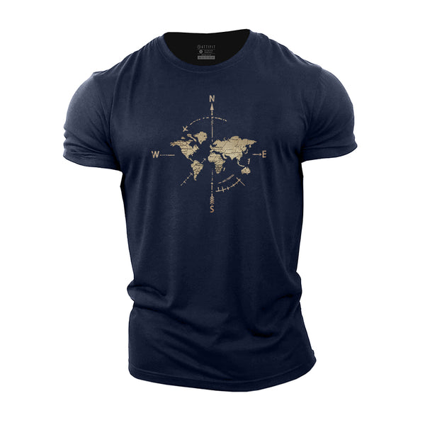 Compass Map Cotton T-Shirts