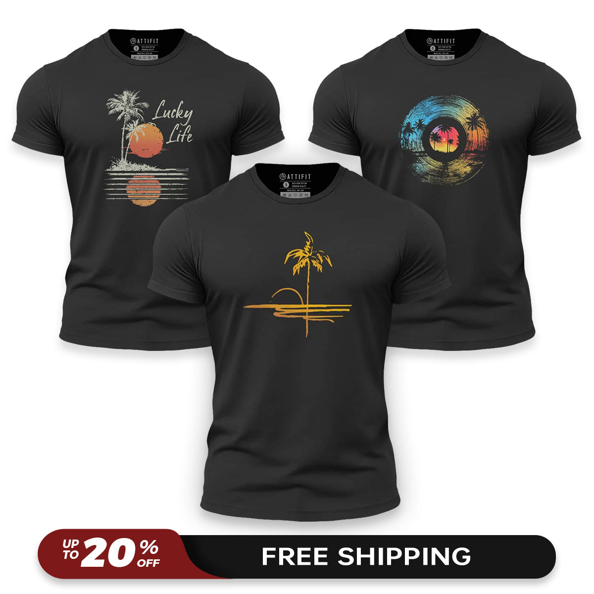 Sunset Chill 3-Pack - Athletic Quick-Dry T-Shirts