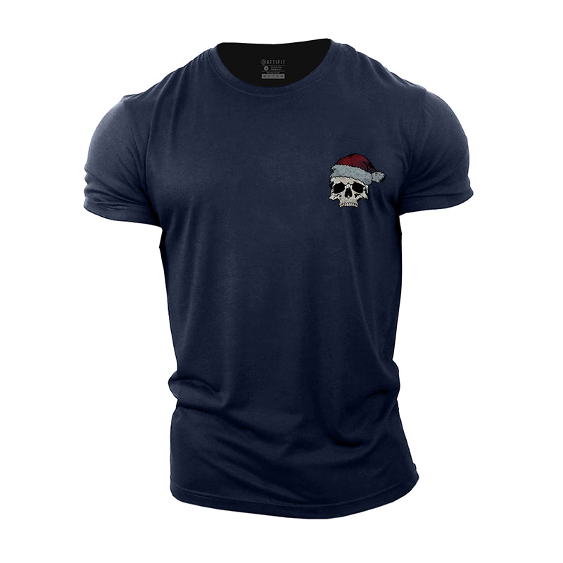 Christmas Hat Skull Cotton T-Shirt