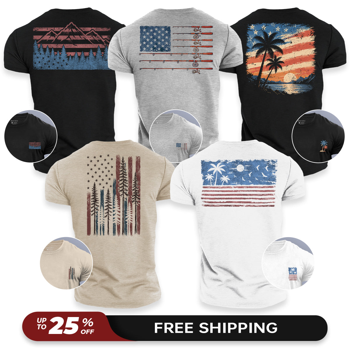 Freedom Vibes 5-Pack - Cotton T-Shirts