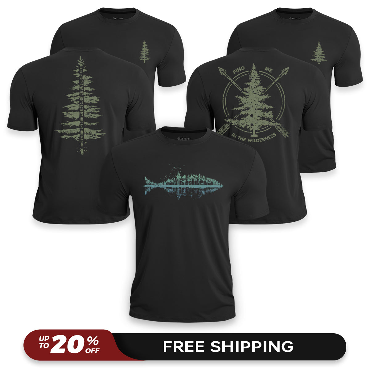 Wilderness 3-Pack - Athletic Quick-Dry T-Shirts