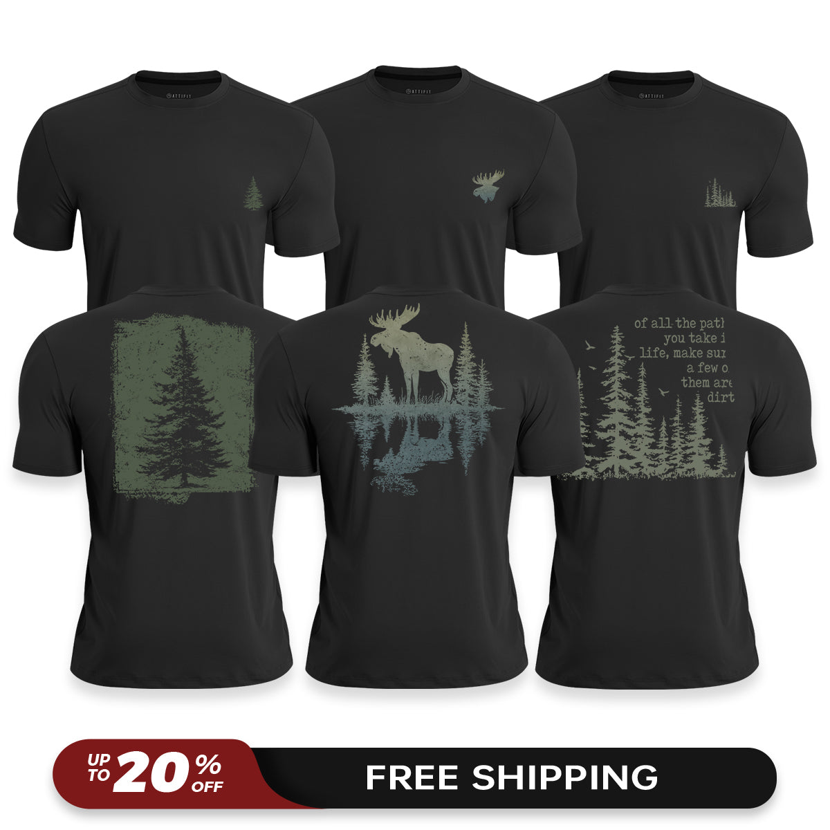 Forest Path 3-Pack - Athletic Quick-Dry T-Shirts