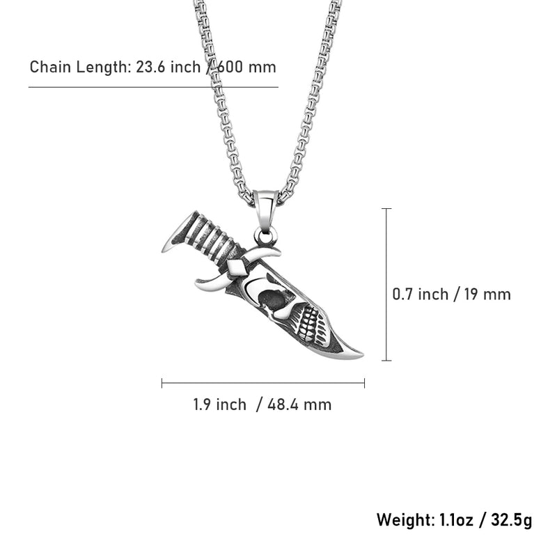 Dagger Skull Titanium Steel Necklace