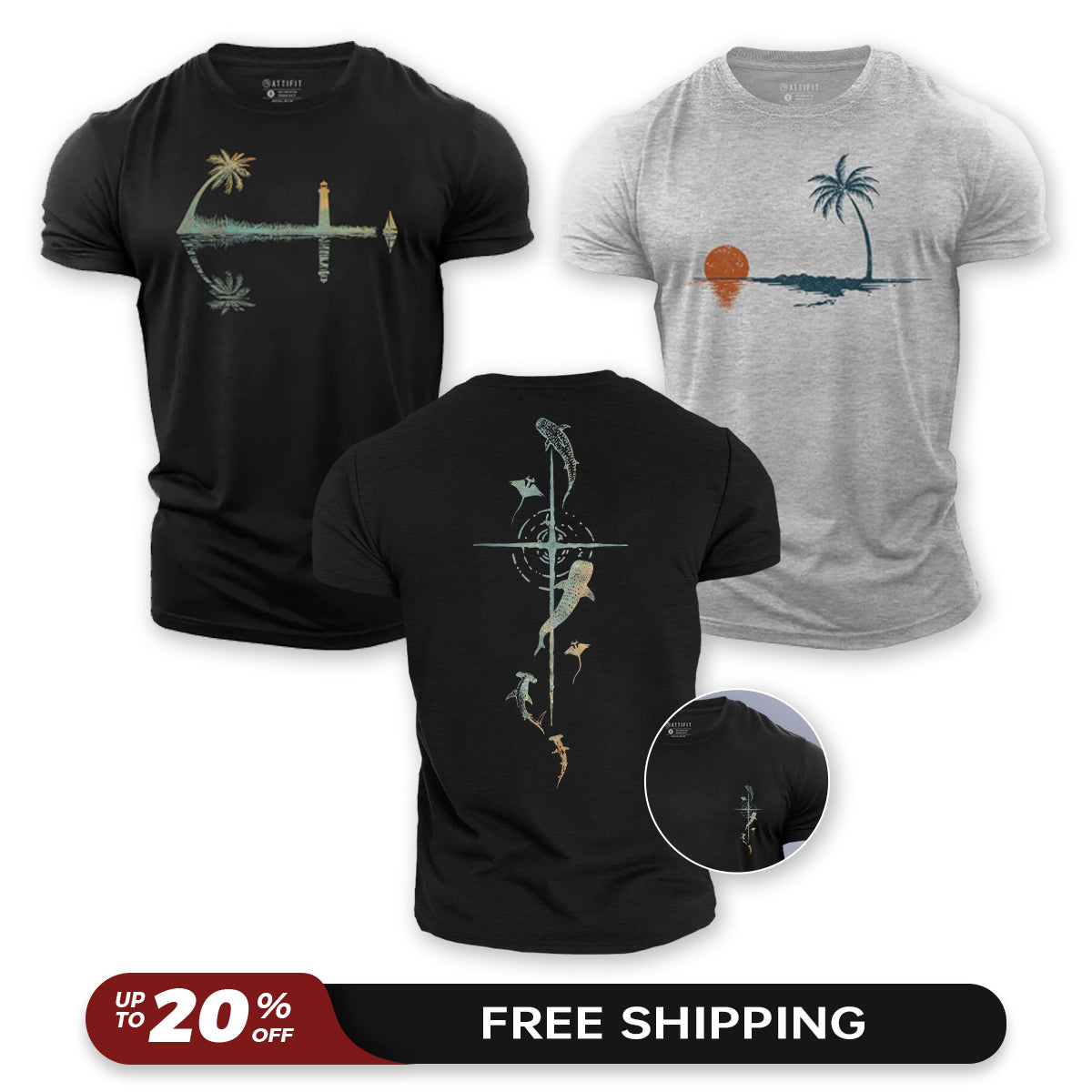 Saltwater Soul 3-Pack - Cotton T-Shirts
