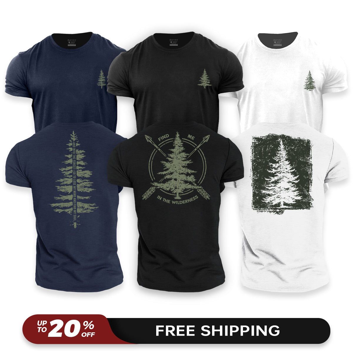 Pine Tree 3-Pack - Cotton T-Shirts