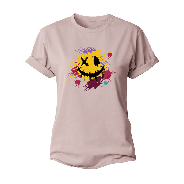 Color Splash Ink Smiley Women's Cotton T-shirts