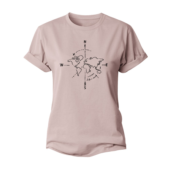 Simple Compass Map Women's Cotton T-shirts