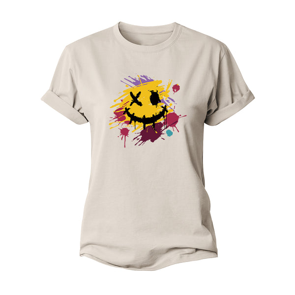 Color Splash Ink Smiley Women's Cotton T-shirts