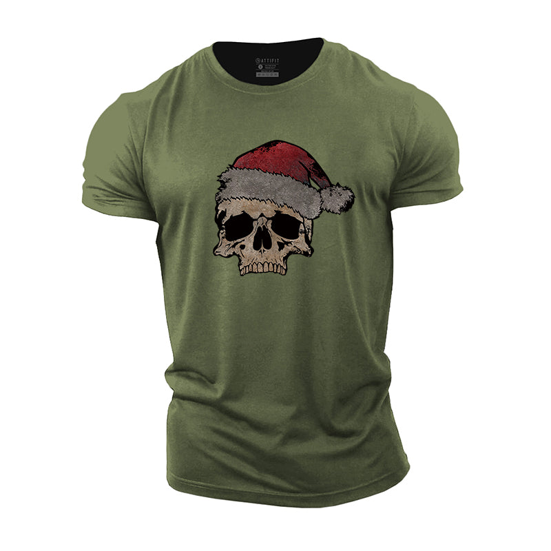 Christmas Skull Cotton T-Shirts