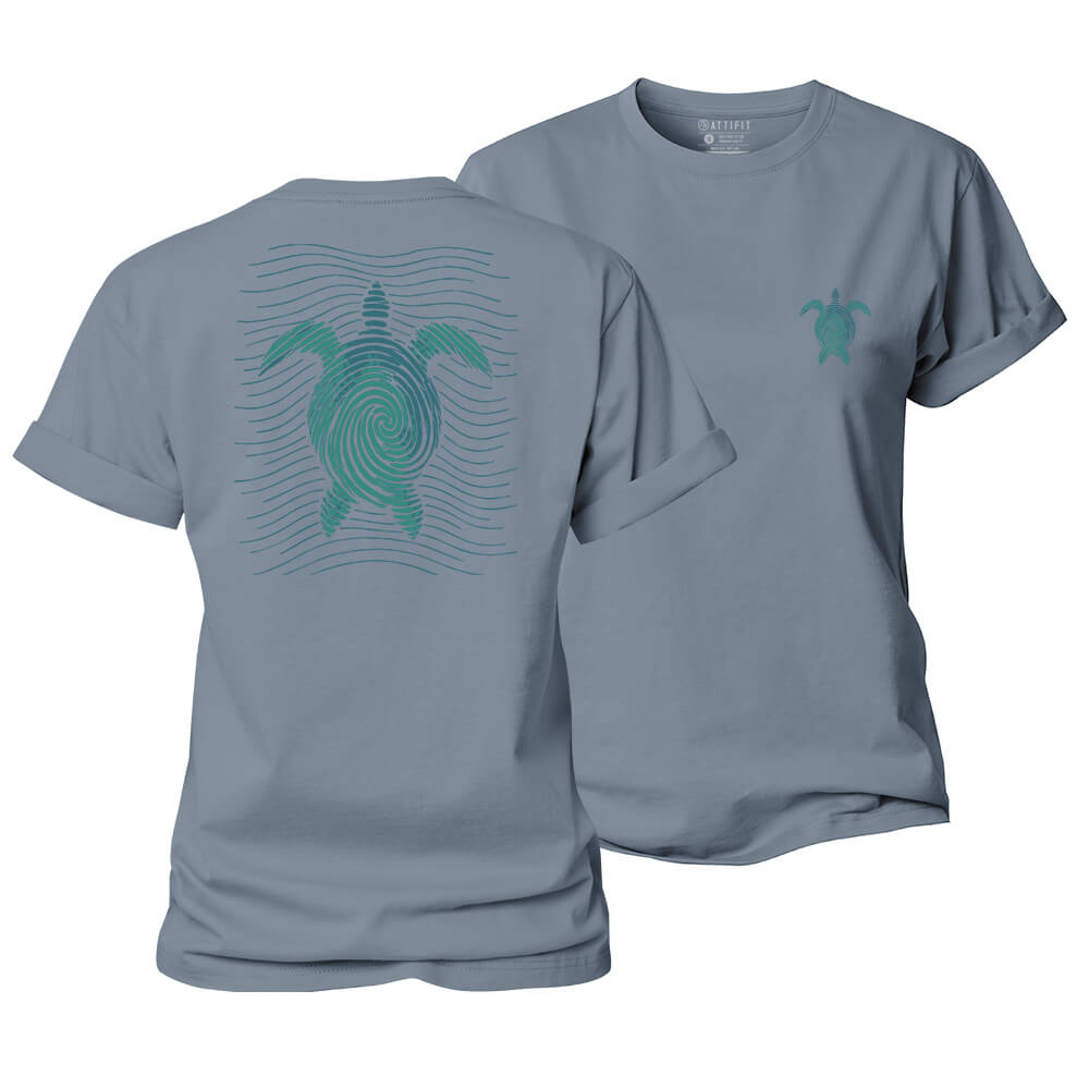 Wave Line Turtle Women's Cotton T-Shirt