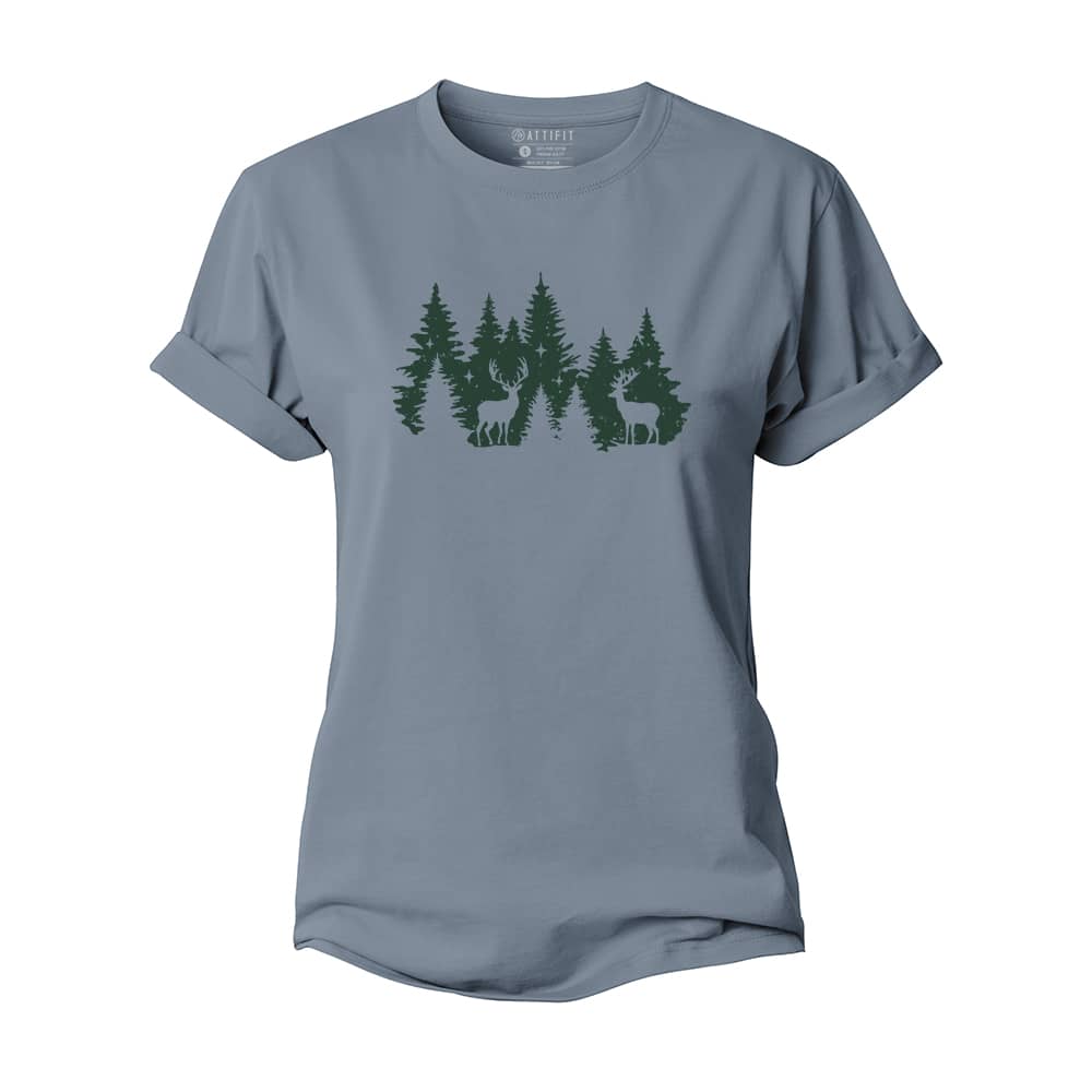 Christmas Forest Deer Women's Cotton T-Shirt