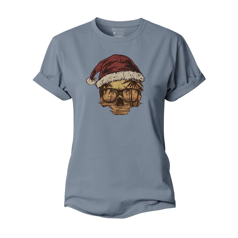 Christmas Sunset Skull Women's Cotton T-Shirt