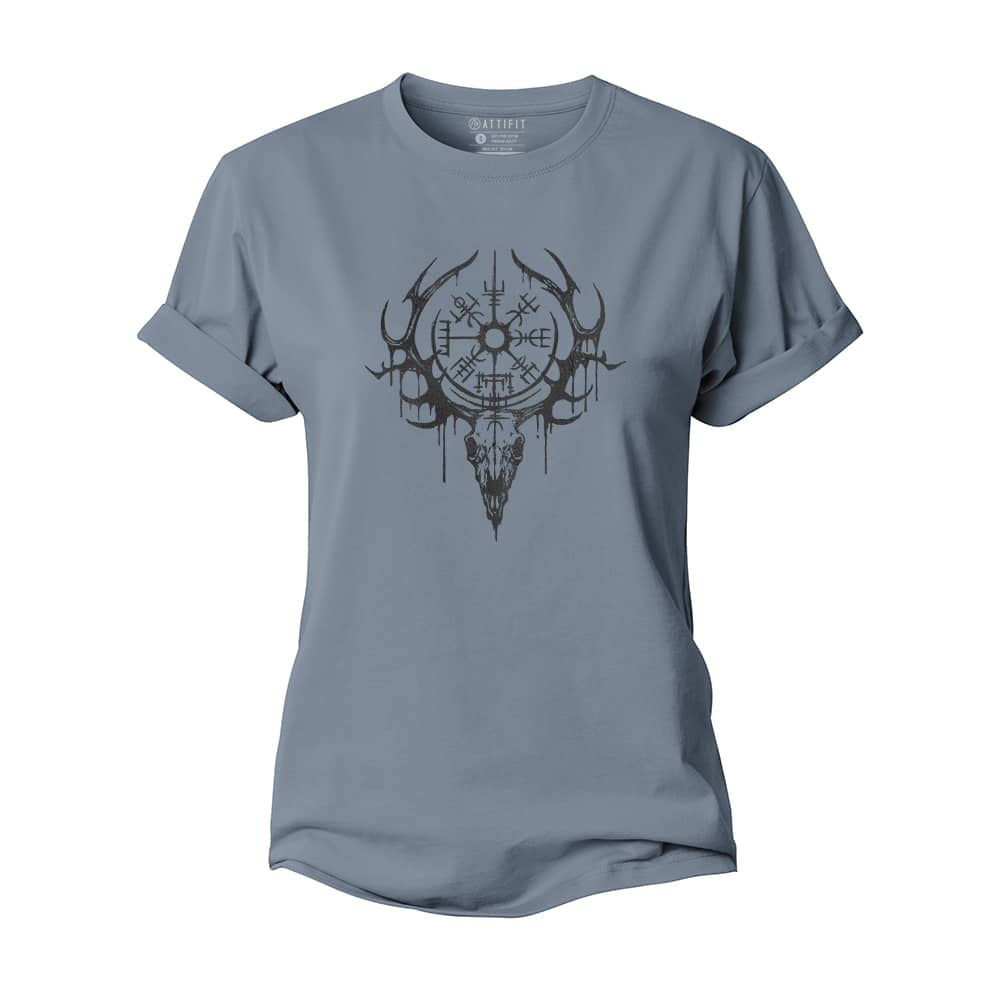 Viking Elk Skull Women's Cotton T-Shirt