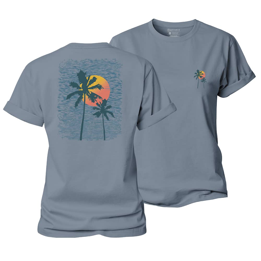 Palm Sunset Line Women's Cotton T-Shirt