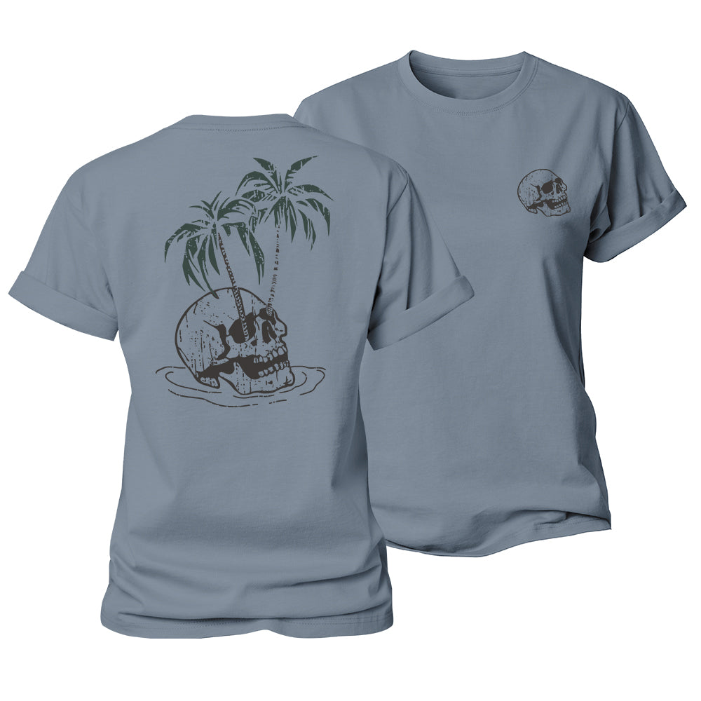 Skull Palm Tree Women's Cotton T-Shirt