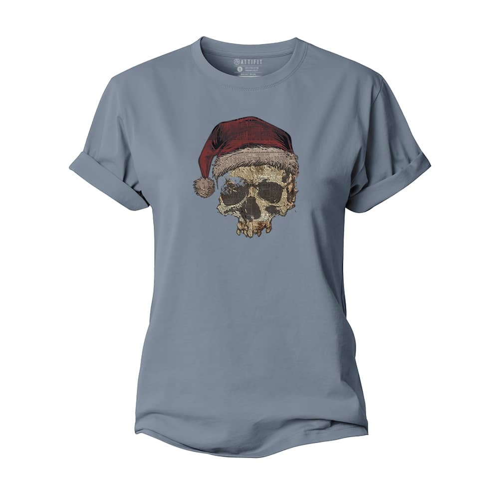 Christmas Skull Newspaper Women's Cotton T-Shirt