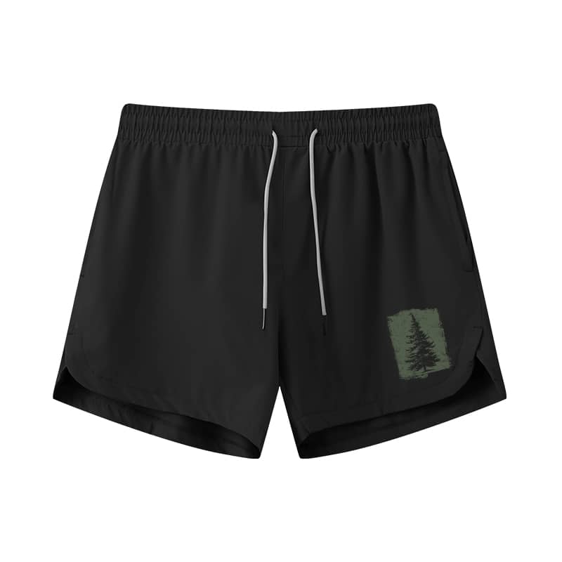Pine Tree Silhouette Athletic Quick-Dry Shorts