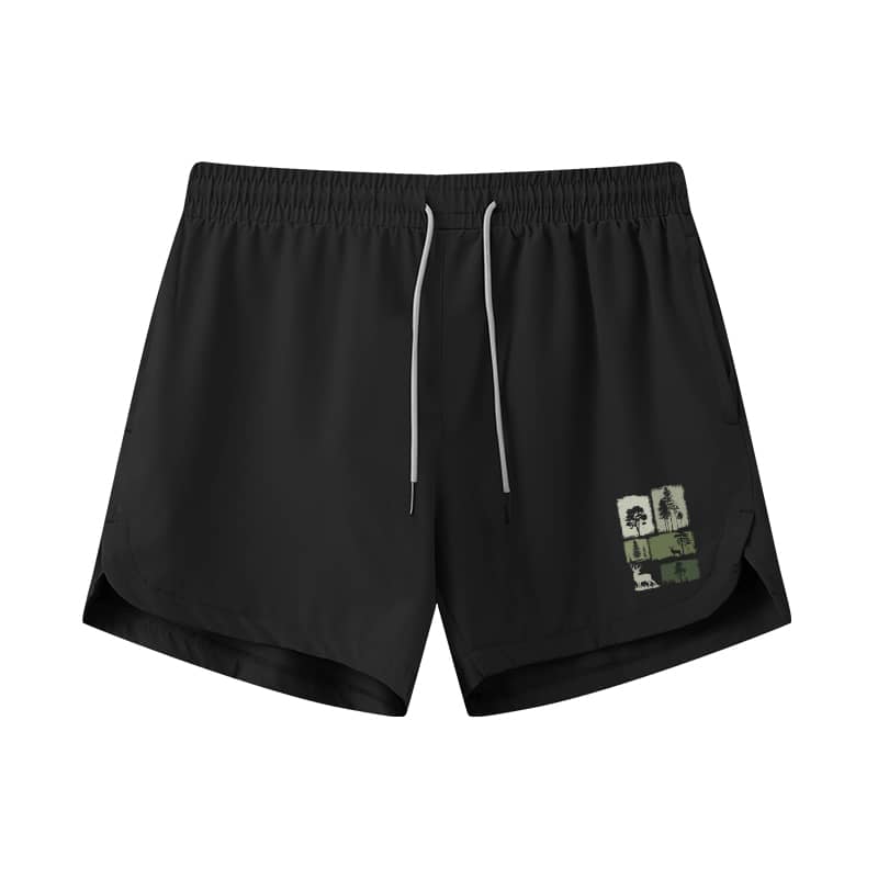 Tree Wildlife Silhouette Athletic Quick-Dry Shorts