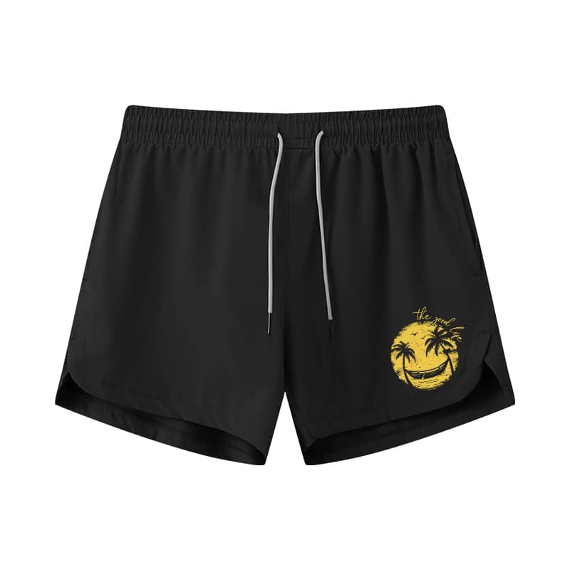 Smiley Palm Tree Athletic Quick-Dry Shorts