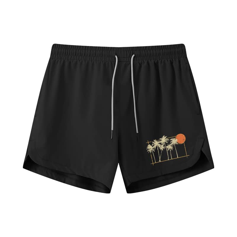 Palm Sunset Athletic Quick-Dry Shorts