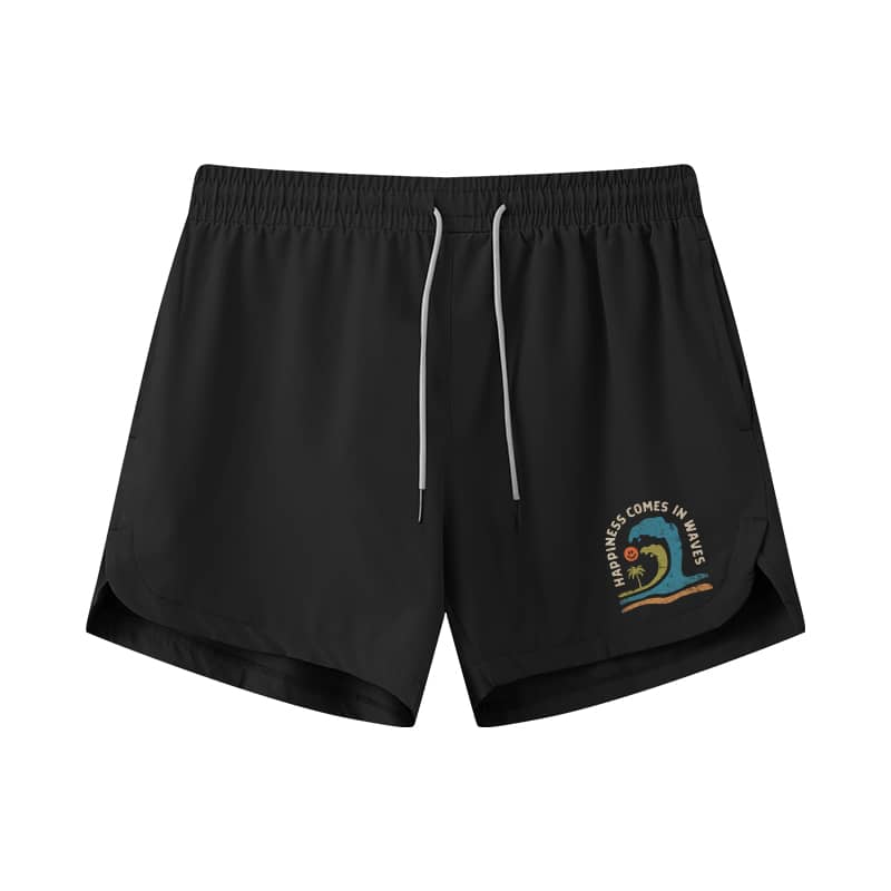 Happiness Comes In Waves Athletic Quick-Dry Shorts