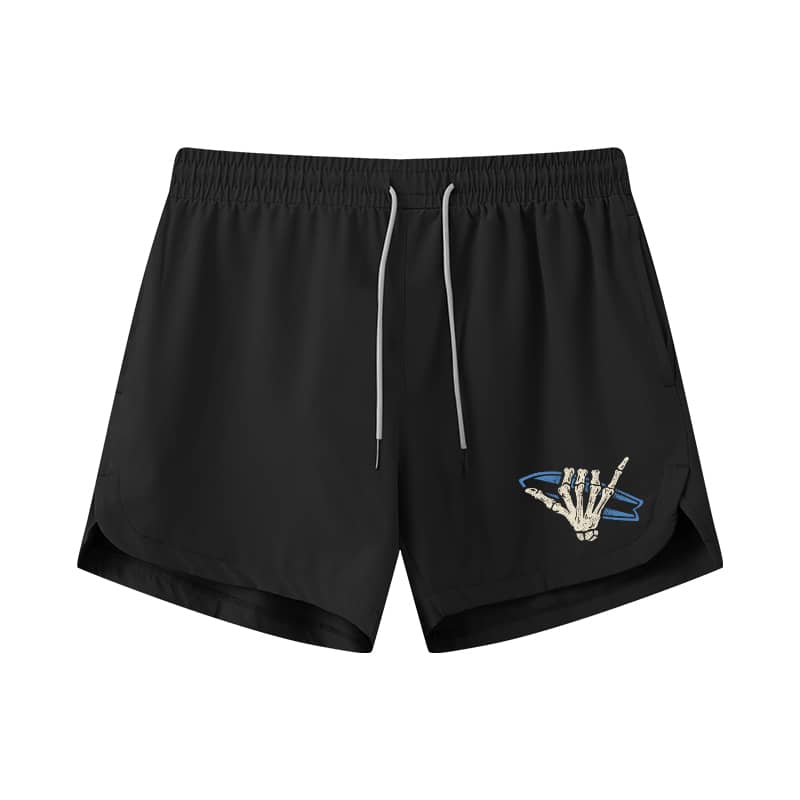Skeleton Hand Surfboard Athletic Quick-Dry Shorts