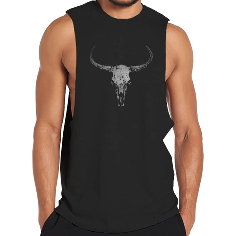 Dark Bull Skull Tank Top