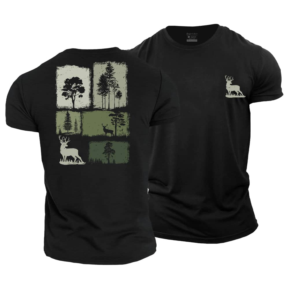 Tree Wildlife Silhouette Cotton T-Shirt