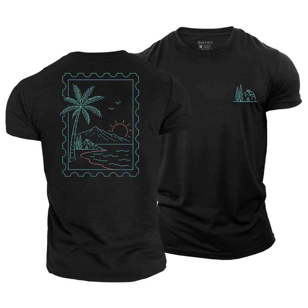 Palm Stamp Cotton T-Shirt