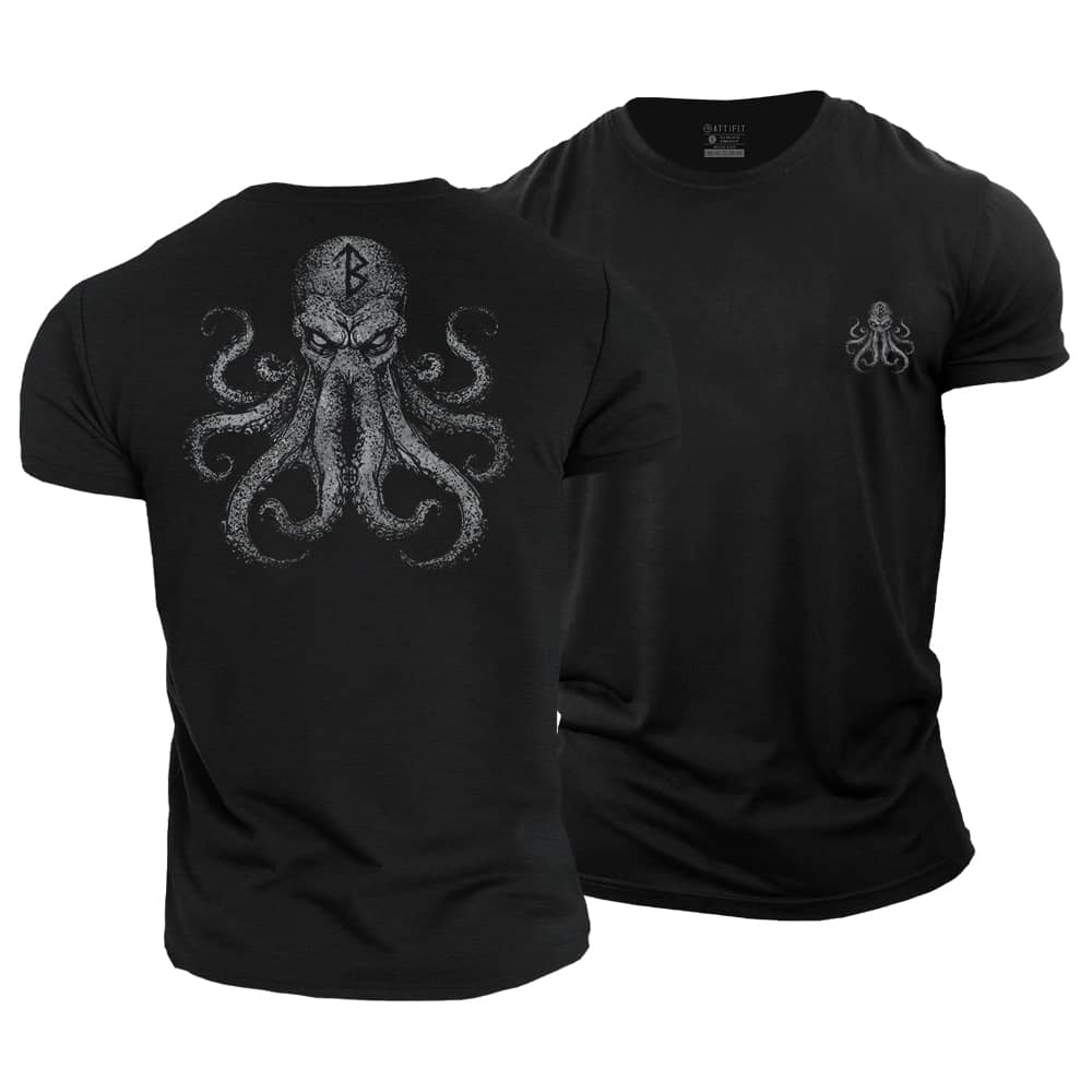 Viking Rune Octopus Cotton T-Shirt